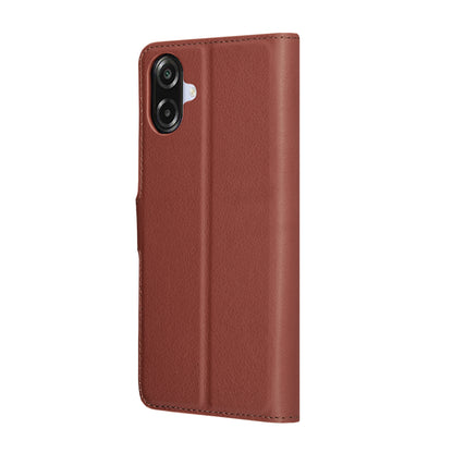 Tok Samsung Galaxy A07 4G A075-hez, Techsuit, bőr folio, barna
