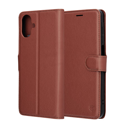 Tok Samsung Galaxy A07 4G A075-hez, Techsuit, bőr folio, barna