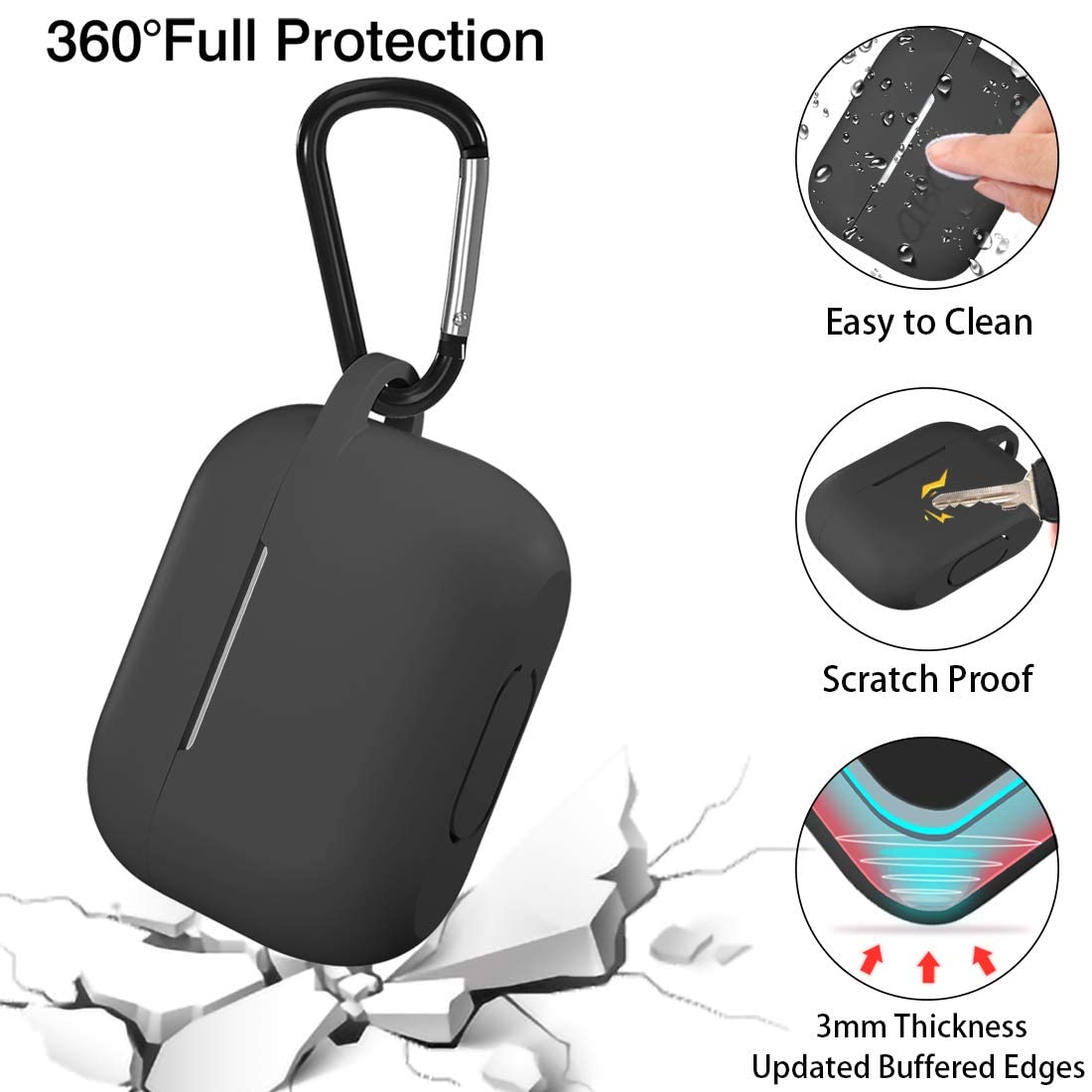 Techsuit szilikon tok Apple AirPods Pro sorozathoz, fekete