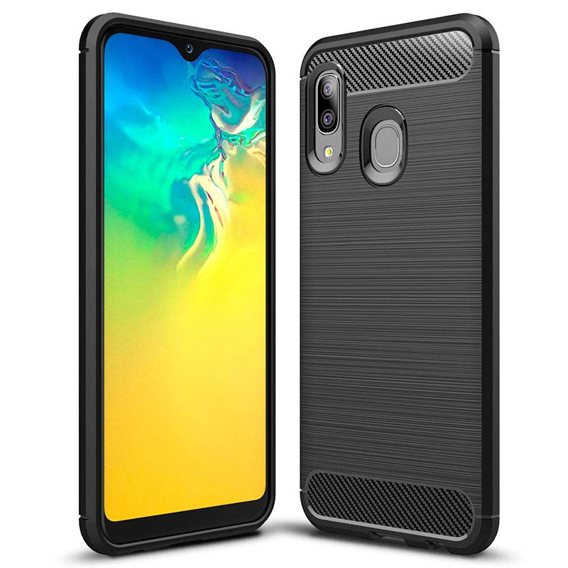 Tok Samsung Galaxy A20e A202-hez, karbon, fekete