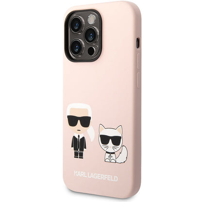MagSafe tok Apple iPhone 14 Pro Max-hez, Karl Lagerfeld, Karl & Choupette szilikon test, Rózsaszín