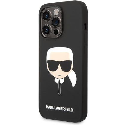 MagSafe tok Apple iPhone 14 Pro-hoz, Karl Lagerfeld, Silicone Karl Head, Fekete