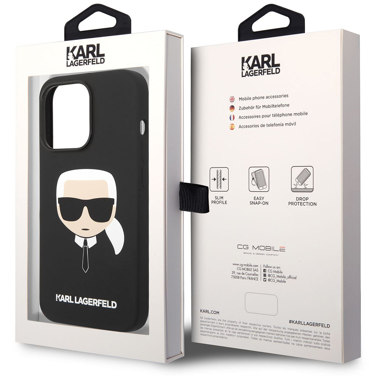 MagSafe tok Apple iPhone 14 Pro-hoz, Karl Lagerfeld, Silicone Karl Head, Fekete