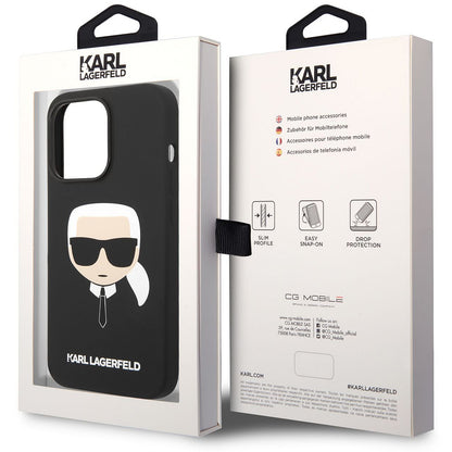 MagSafe tok Apple iPhone 14 Pro-hoz, Karl Lagerfeld, Silicone Karl Head, Fekete