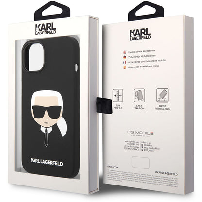 MagSafe tok Apple iPhone 14 Plus-hoz, Karl Lagerfeld, Liquid Silicone Karl Head, Fekete