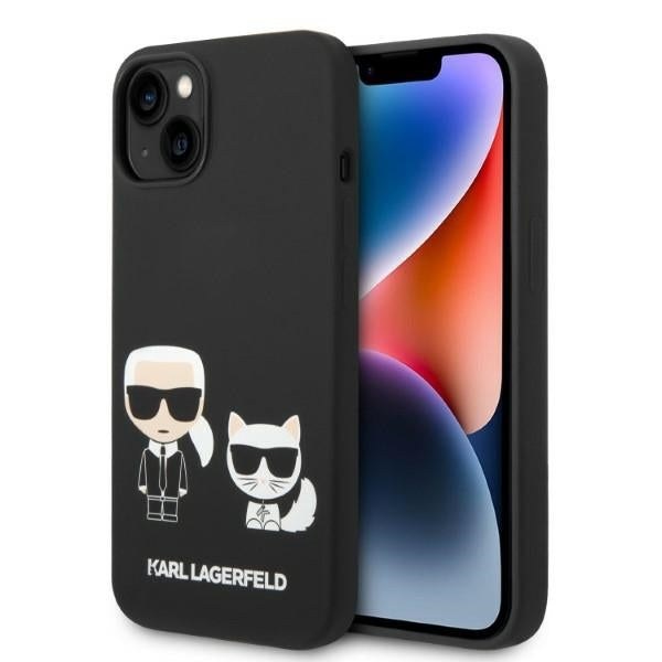 MagSafe tok Apple iPhone 14 Plus-hoz, Karl Lagerfeld, Karl & Choupette szilikon, Fekete