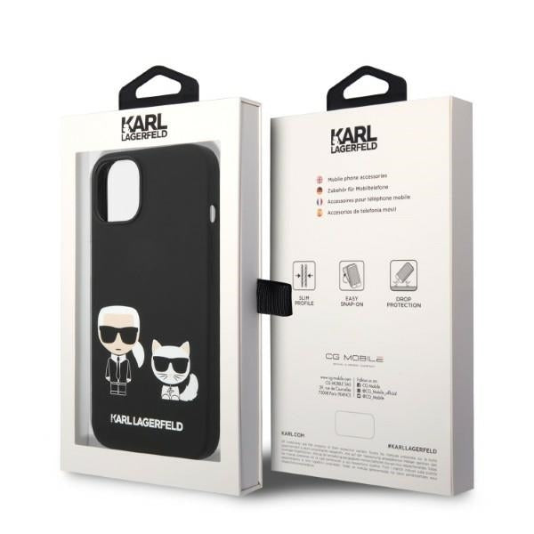 MagSafe tok Apple iPhone 14 Plus-hoz, Karl Lagerfeld, Karl & Choupette szilikon, Fekete