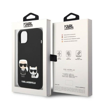 MagSafe tok Apple iPhone 14 Plus-hoz, Karl Lagerfeld, Karl & Choupette szilikon, Fekete