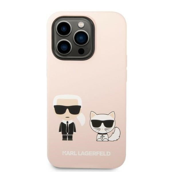 MagSafe tok Apple iPhone 14 Pro-hoz, Karl Lagerfeld, Karl & Choupette szilikon test, Rózsaszín