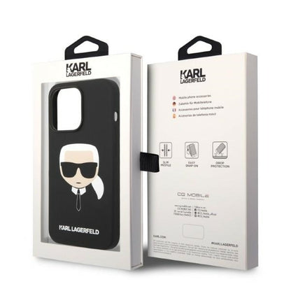 MagSafe tok Apple iPhone 14 Pro-hoz, Karl Lagerfeld, Silicone Karl Head, Fekete