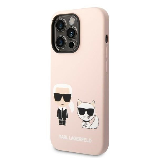 MagSafe tok Apple iPhone 14 Pro Max-hez, Karl Lagerfeld, Karl & Choupette szilikon test, Rózsaszín