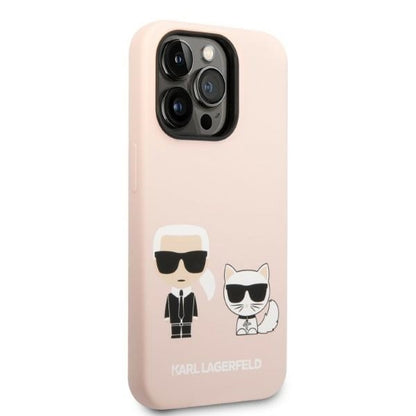 MagSafe tok Apple iPhone 14 Pro Max-hez, Karl Lagerfeld, Karl & Choupette szilikon test, Rózsaszín