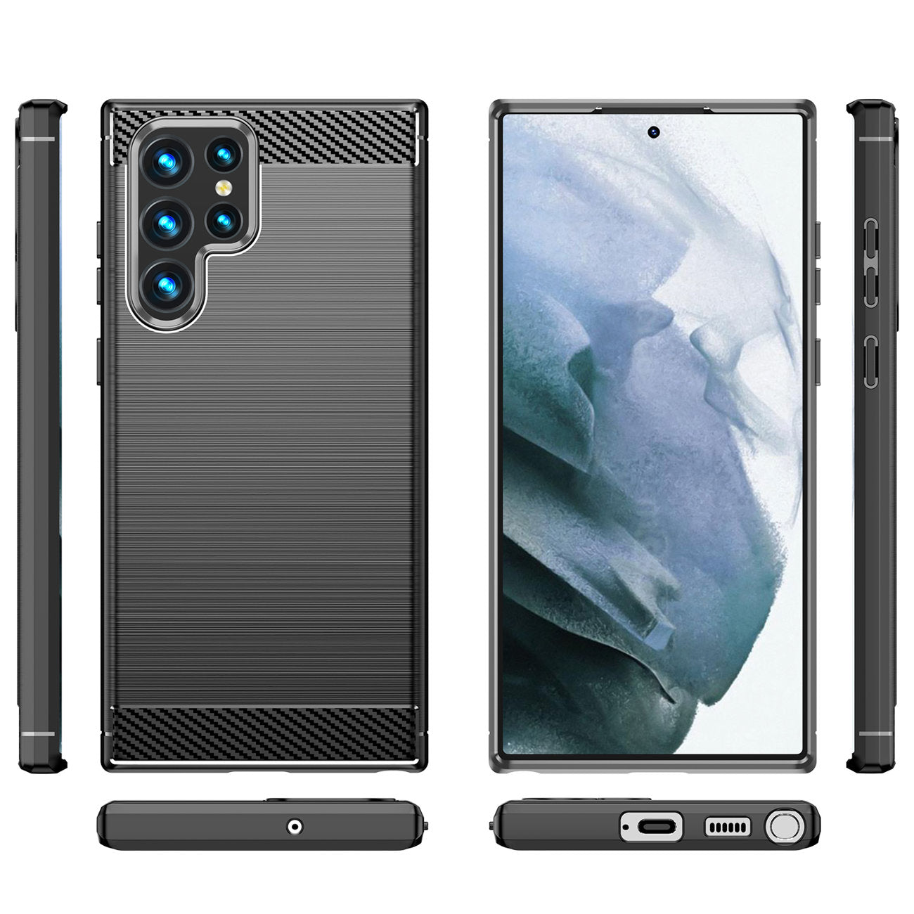 Tok Samsung Galaxy S23 Ultra S918-hoz, OEM, karbon, fekete