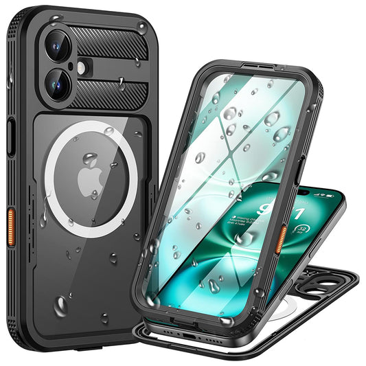 Vízálló tok Apple iPhone 16-hoz, ShellBox, Karbon, Fekete