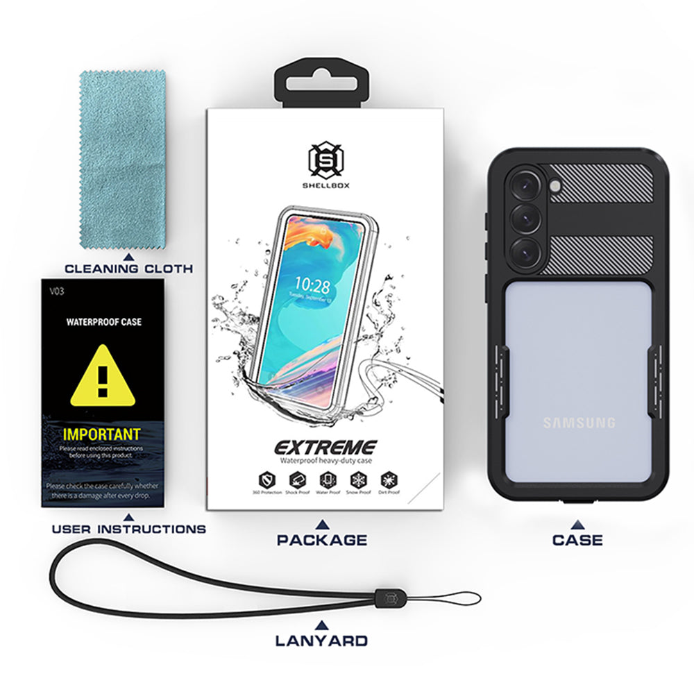 Vízálló tok Samsung Galaxy S23+ S916-hoz, ShellBox, Fekete