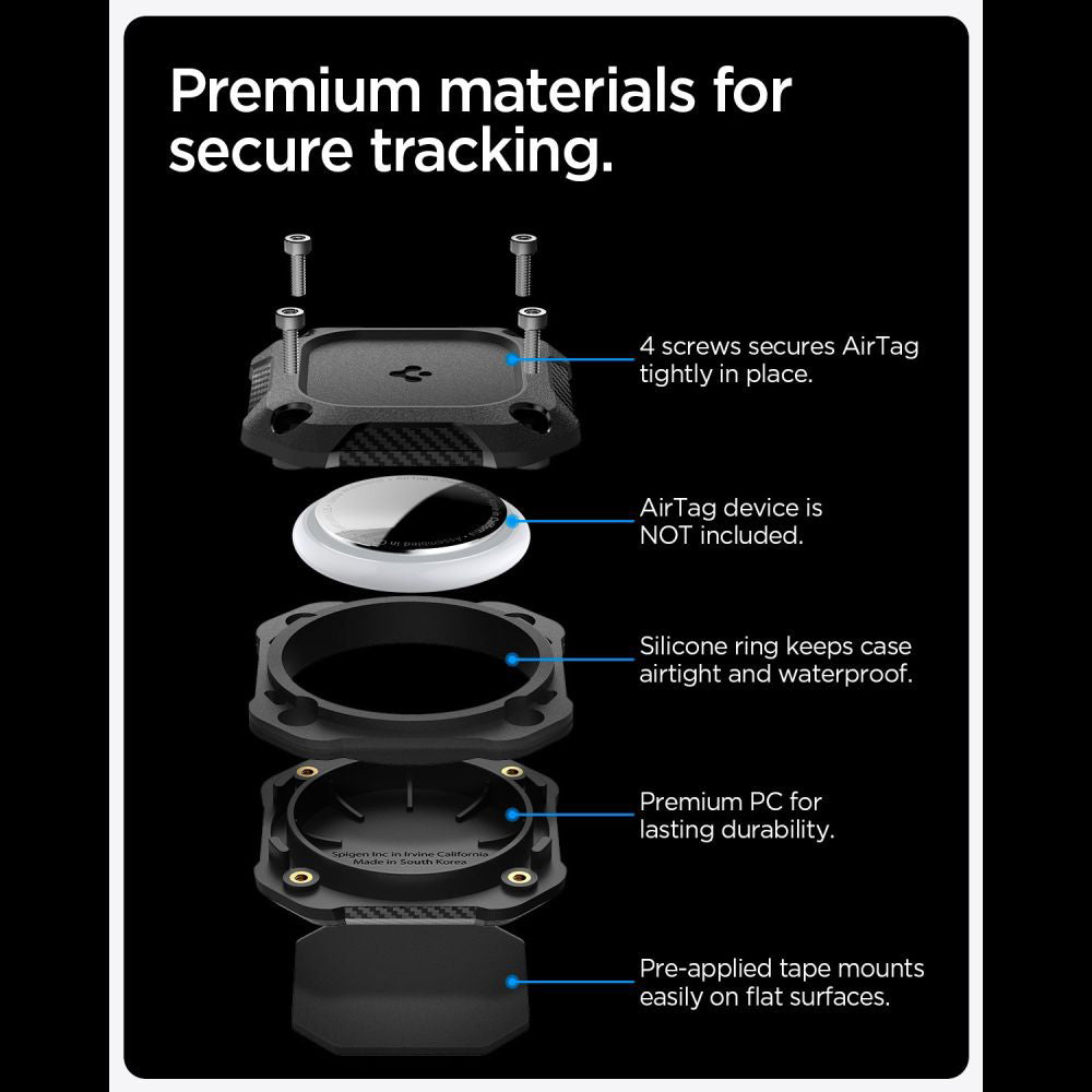 Spigen Tough Armor vízálló tok Apple AirTag-hez, Fekete ACS09781