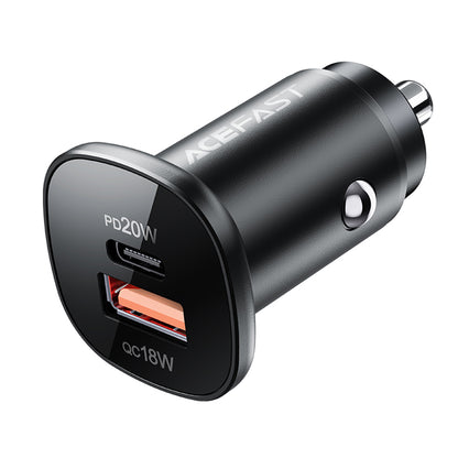 Acefast B1 autós töltő, 38W, 3A, 1 x USB-A - 1 x USB-C, Fekete