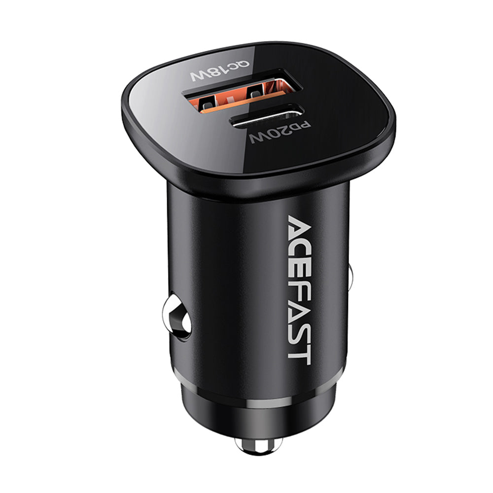 Acefast B1 autós töltő, 38W, 3A, 1 x USB-A - 1 x USB-C, Fekete