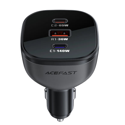 Acefast B14 autós töltő, 165W, 5A, 1 x USB-A - 2 x USB-C, Fekete