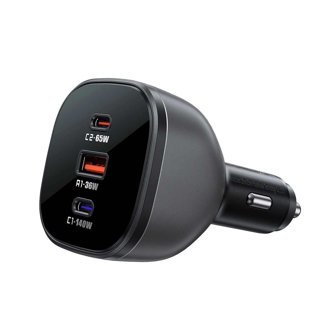 Acefast B14 autós töltő, 165W, 5A, 1 x USB-A - 2 x USB-C, Fekete
