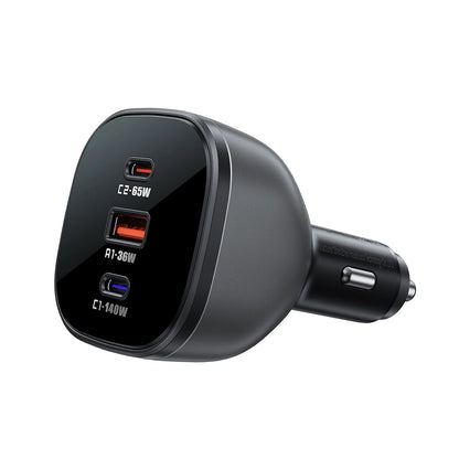 Acefast B14 autós töltő, 165W, 5A, 1 x USB-A - 2 x USB-C, Fekete