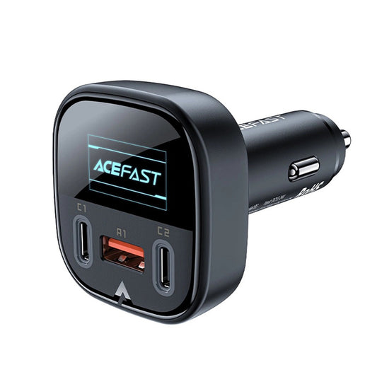Acefast B5 autós töltő kijelzővel, 101W, 5A, 1 x USB-A - 2 x USB-C, Fekete