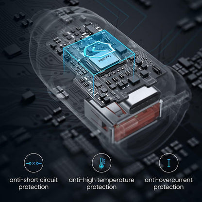 Ainope autós töltő, 30W, 5A, 1 x USB-A - 1 x USB-C, fekete