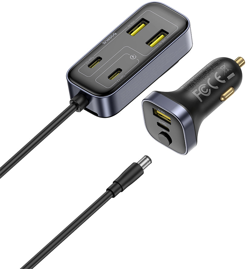 Baseus BackseatPal L1 autós töltő, 110W, 3A, 3 x USB-A - 3 x USB-C, Fekete C00081100121-00