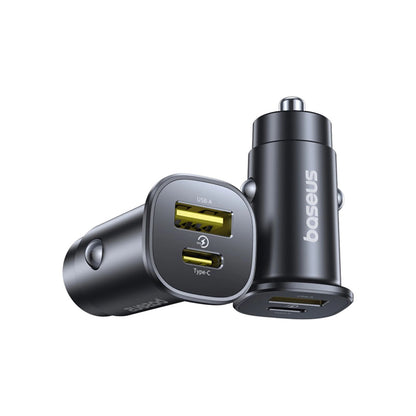 Baseus GoTrip autós töltő, 30W, 3A, 1 x USB-A - 1 x USB-C, Fekete