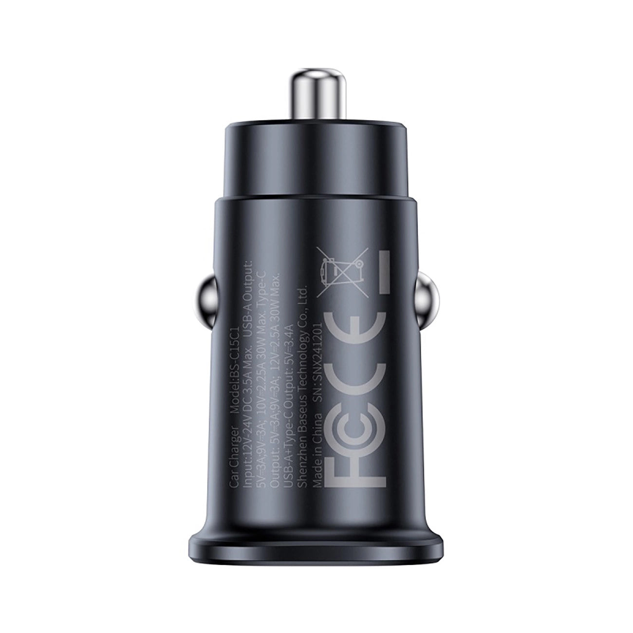 Baseus GoTrip autós töltő, 30W, 3A, 1 x USB-A - 1 x USB-C, Fekete