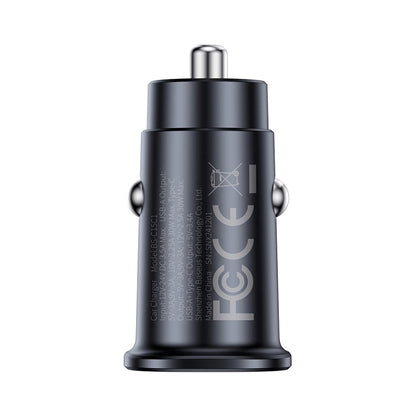 Baseus GoTrip autós töltő, 30W, 3A, 1 x USB-A - 1 x USB-C, Fekete