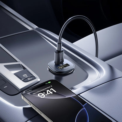 Baseus GoTrip autós töltő, 30W, 3A, 1 x USB-A - 1 x USB-C, Fekete