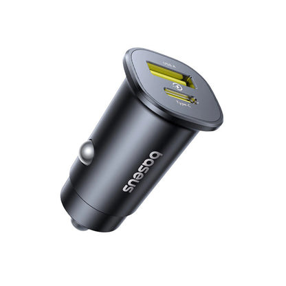 Baseus GoTrip autós töltő, 30W, 3A, 1 x USB-A - 1 x USB-C, Fekete