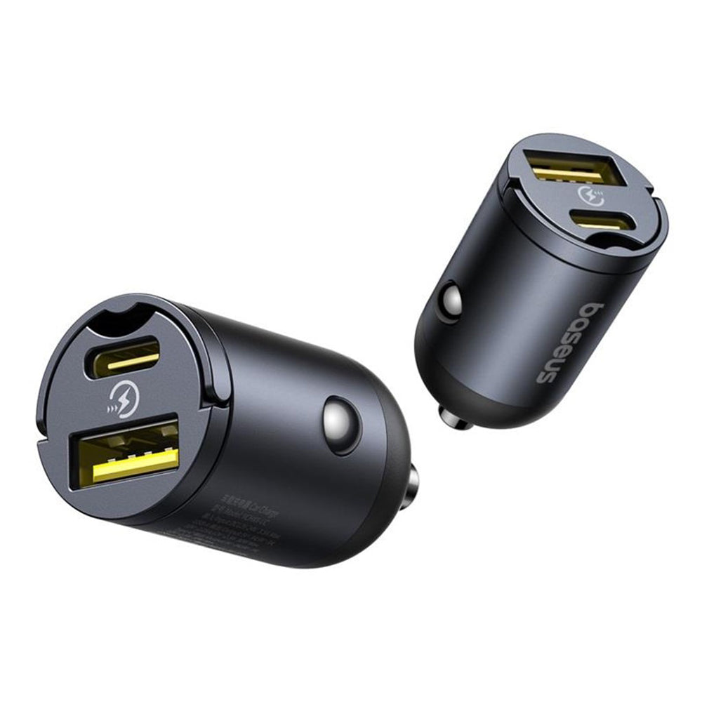 Baseus Tiny Star autós töltő, 30W, 3A, 1 x USB-A - 1 x USB-C, Fekete C00035001121-02