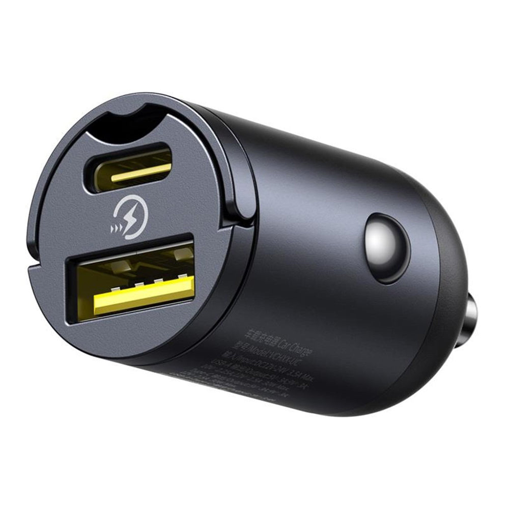 Baseus Tiny Star autós töltő, 30W, 3A, 1 x USB-A - 1 x USB-C, Fekete C00035001121-02