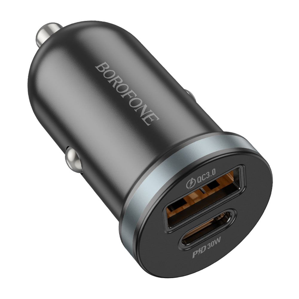 Autótöltő Borofone BZ22 Scenery, 30W, 3A, 1 x USB-A - 1 x USB-C, Fekete 