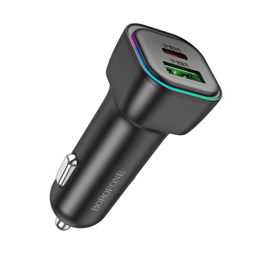 Autós töltő Borofone BZ28A Trophie, 30W, 3A, 1 x USB-A - 1 x USB-C, Fekete