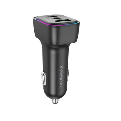 Borofone BZ28C Trophie Car Charger, 60W, 3A, 1 x USB-A, 2 x USB-C, Black