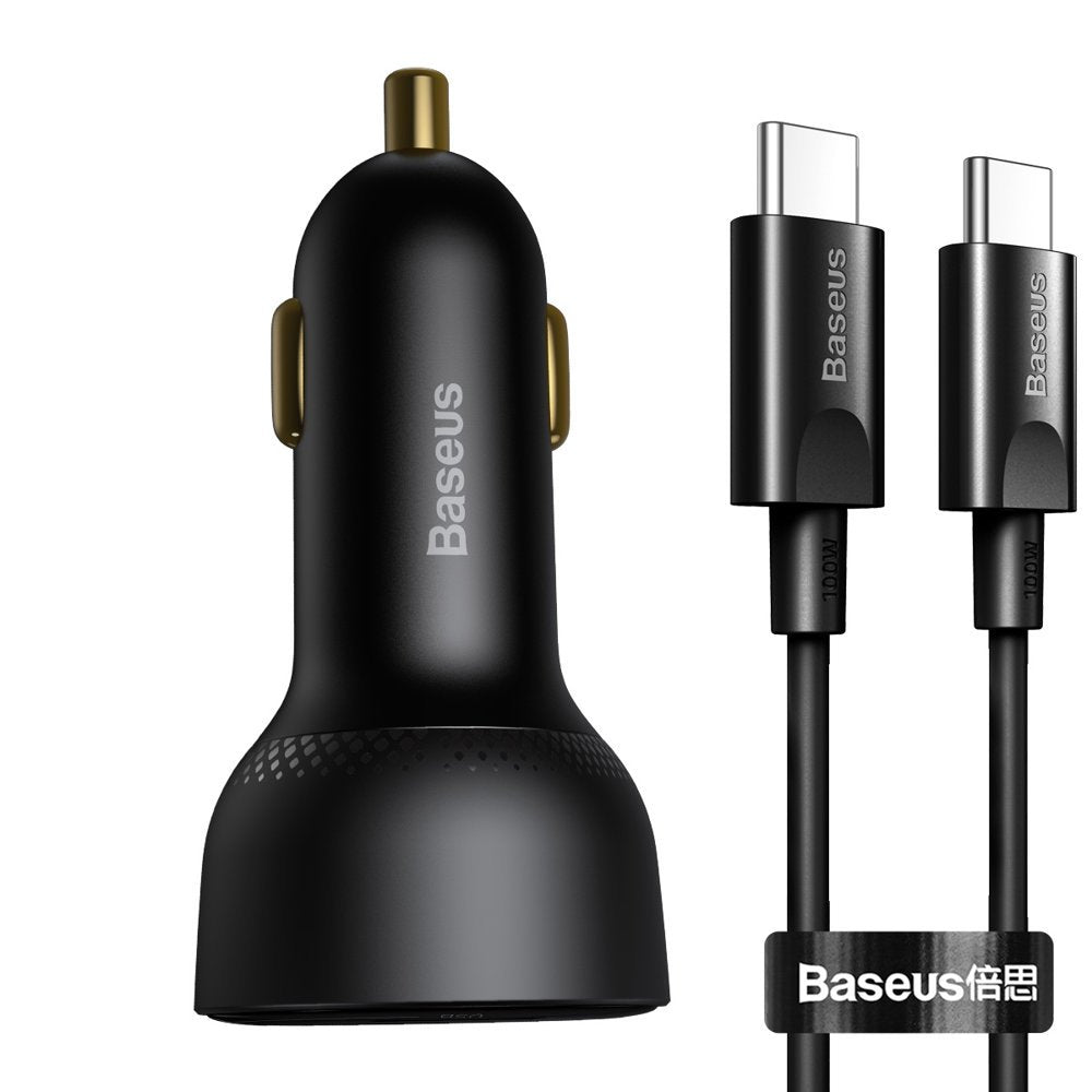 Autós töltő USB-C kábellel Baseus Superme, 100W, 5A, 1 x USB-A - 1 x USB-C, Fekete TZCCZX-01