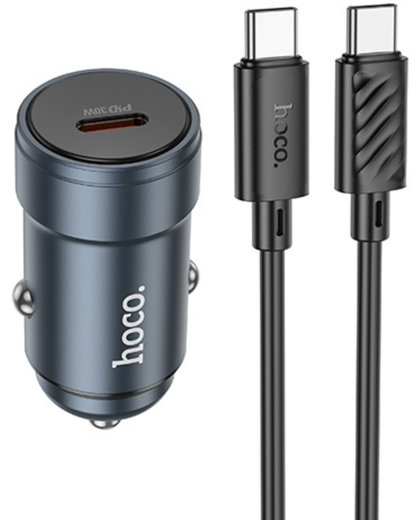 HOCO Z57 USB-C Kábeles Autós Töltő, 30W, 3A, 1 x USB-C, Szürke