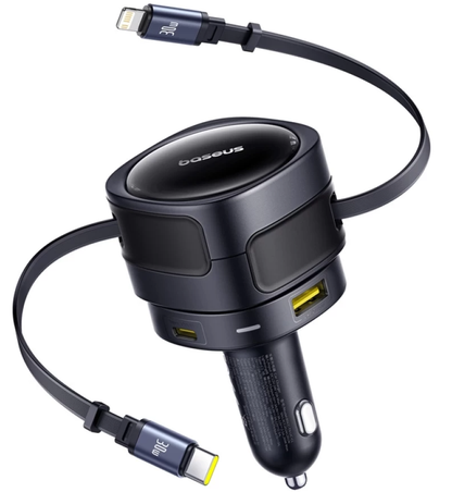 Baseus Enjoyment Max autós töltő USB-C / Lightning kábellel, 90 W, 1 × USB-A – 1 × USB-C, fekete C00035507121-02