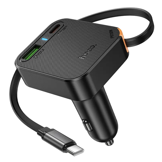 Autós töltő USB-C kábellel HOCO NZ18, 65W, 3A, 1 x USB-A - 1 x USB-C, Fekete