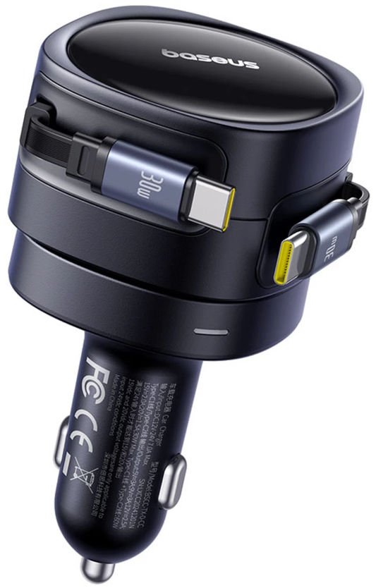 Baseus Enjoyment Max autós töltő USB-C kábellel, 60 W, fekete C00035507121-01