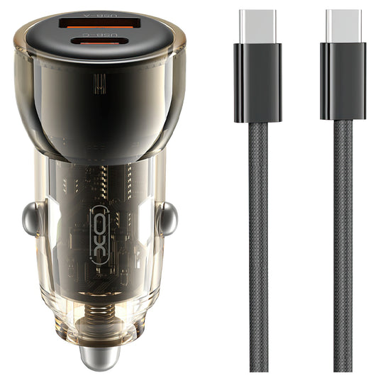 Autós töltő USB-C kábellel XO Design CC60, 60W, 3A, 1 x USB-A - 1 x USB-C, Fekete