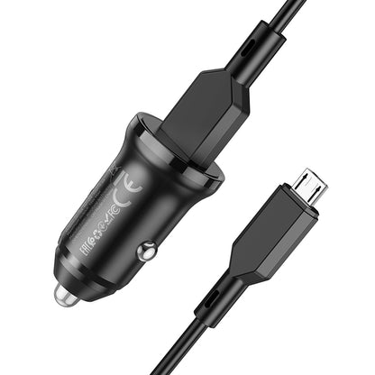 Autós töltő microUSB kábellel Borofone BZ18, 18W, 3A, 1 x USB-A, Fekete