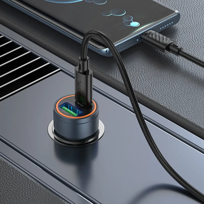 Autós töltő USB-C kábellel HOCO Z57A, 30W, 3A, 1 x USB-A - 1 x USB-C, Szürke