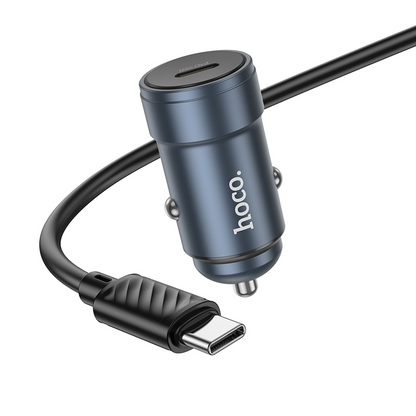 HOCO Z57 USB-C Kábeles Autós Töltő, 30W, 3A, 1 x USB-C, Szürke