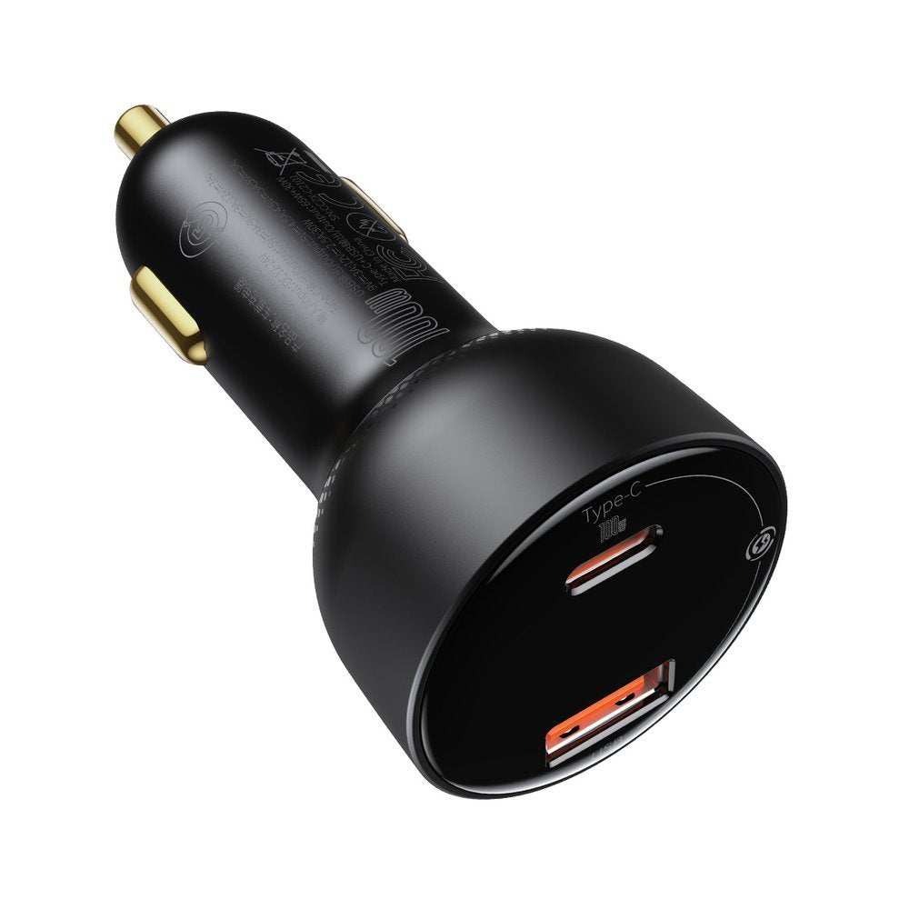 Autós töltő USB-C kábellel Baseus Superme, 100W, 5A, 1 x USB-A - 1 x USB-C, Fekete TZCCZX-01