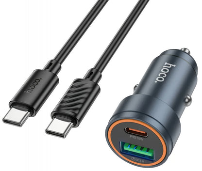 Autós töltő USB-C kábellel HOCO Z57A, 30W, 3A, 1 x USB-A - 1 x USB-C, Szürke