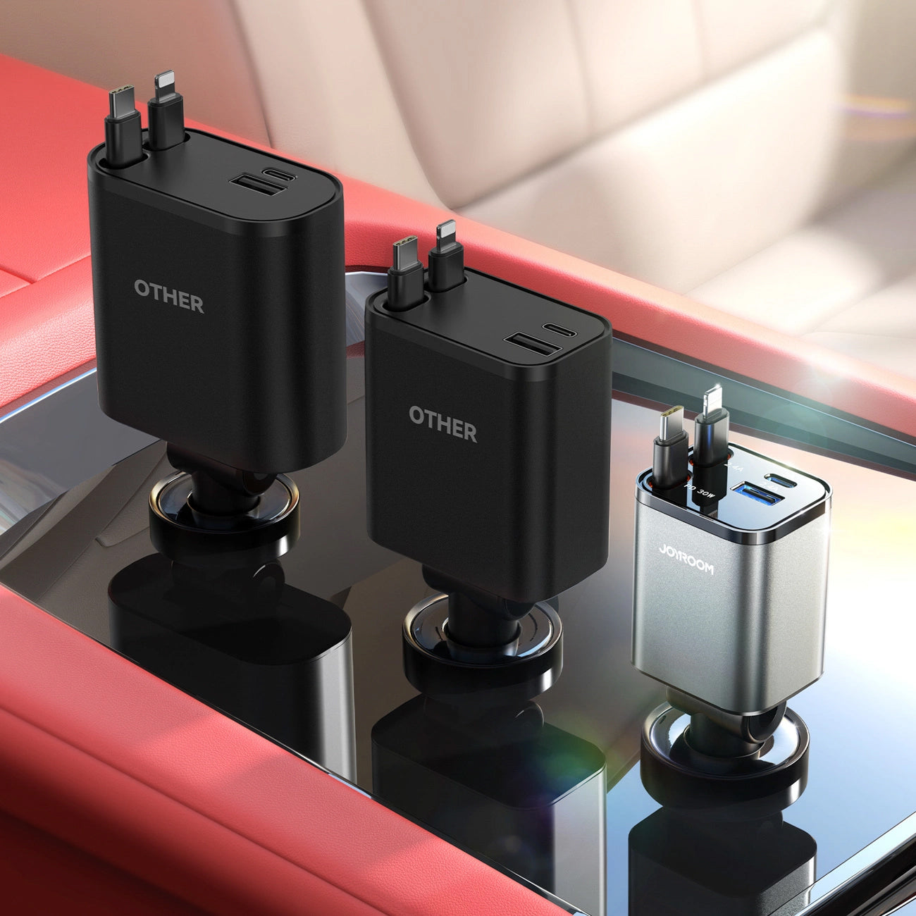 Autós töltő USB-C / Lightning kábellel Joyroom JR-CCL05, 30W, 3A, 1 x USB-A - 1 x USB-C, Szürke
